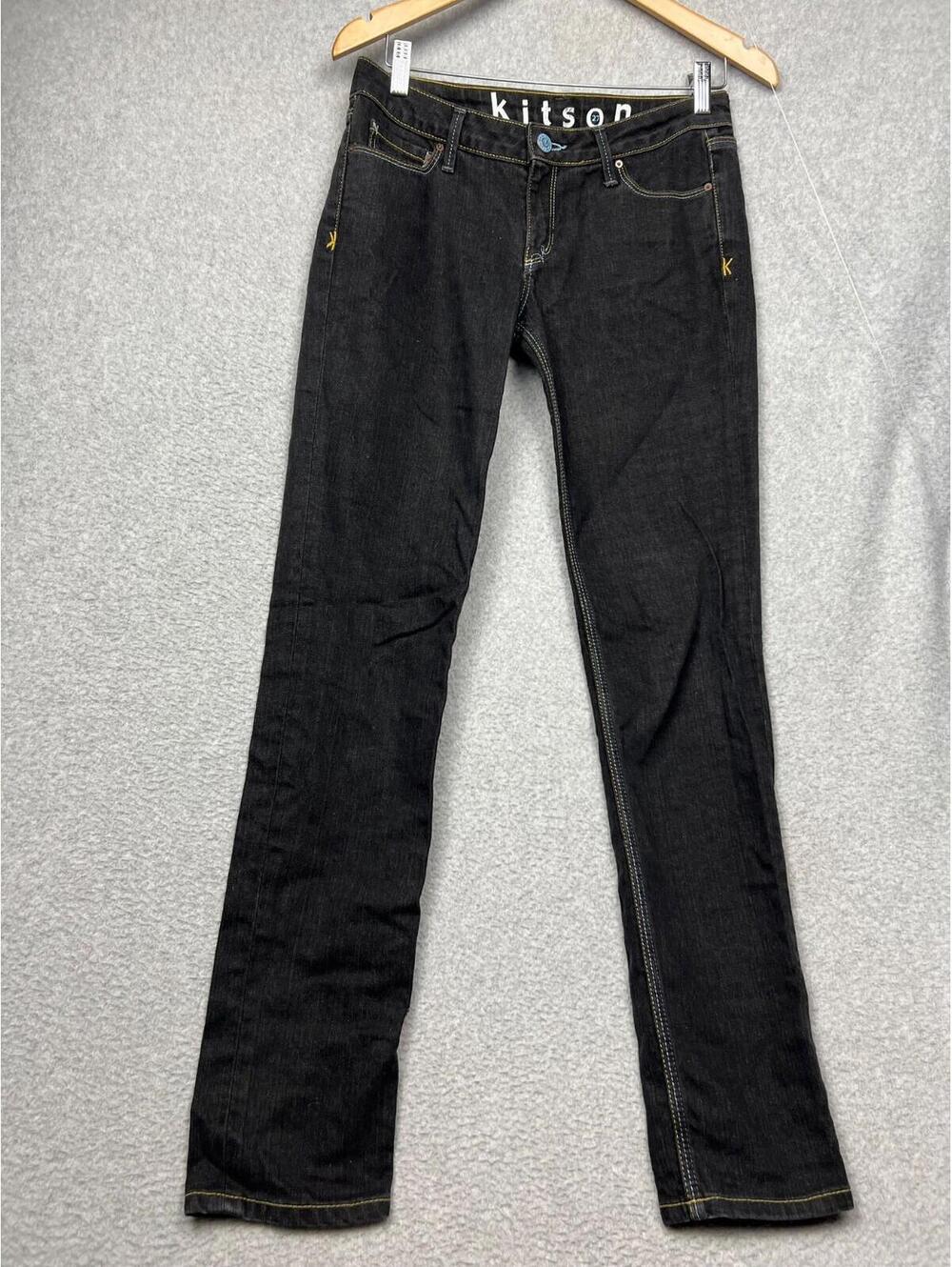 Kitson Robertson Denim Womens Jeans 27 Straight Leg Only Me Black Mid Rise